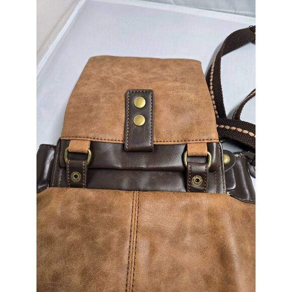 Chala Brown Faux Leather Crossbody Bag With Fox Charm & Zippered Pockets boho - Picture 4 of 12